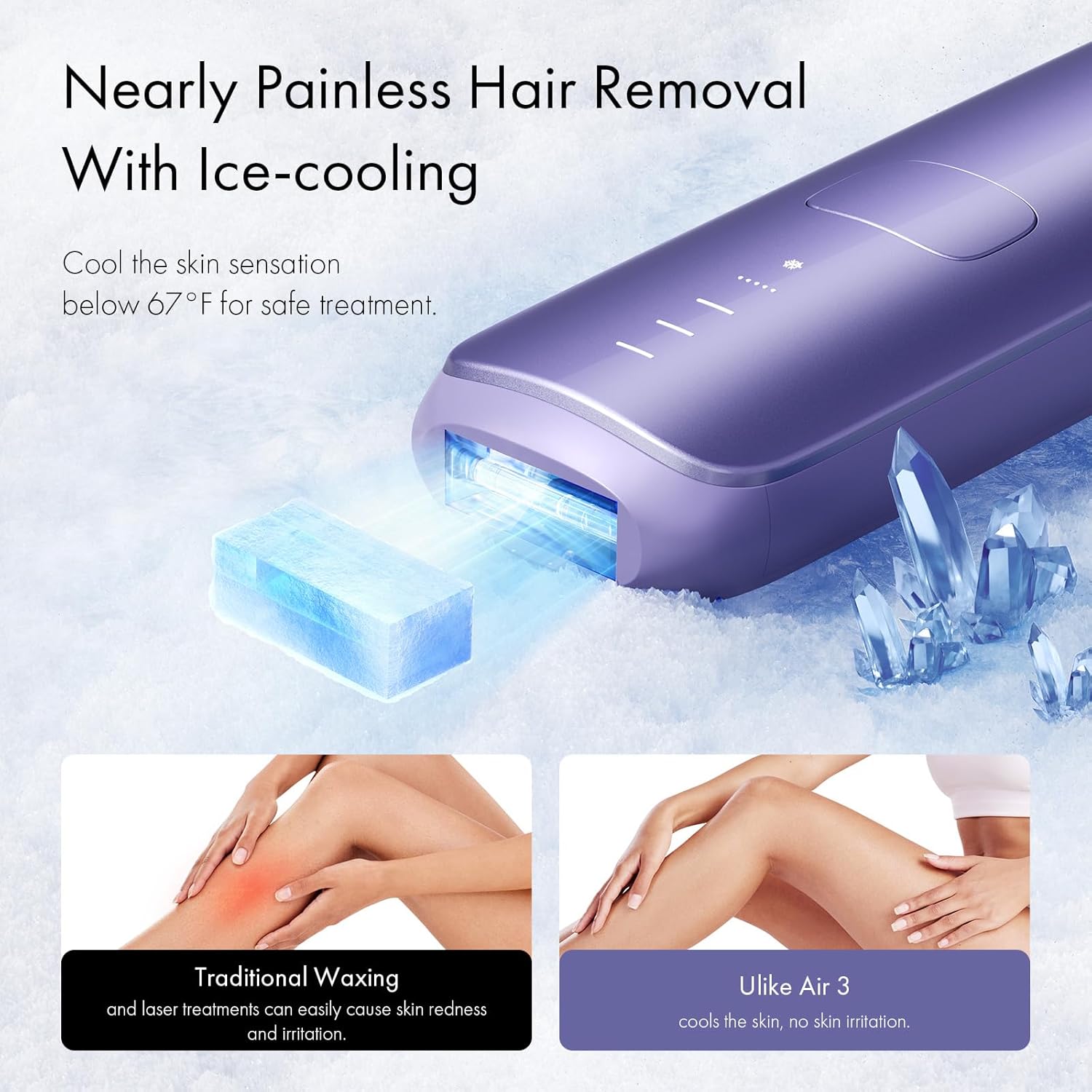 3 Modes &amp;amp;amp;amp;amp; Auto Flashing for Fast Full Body Hair Removal from Home - Purple