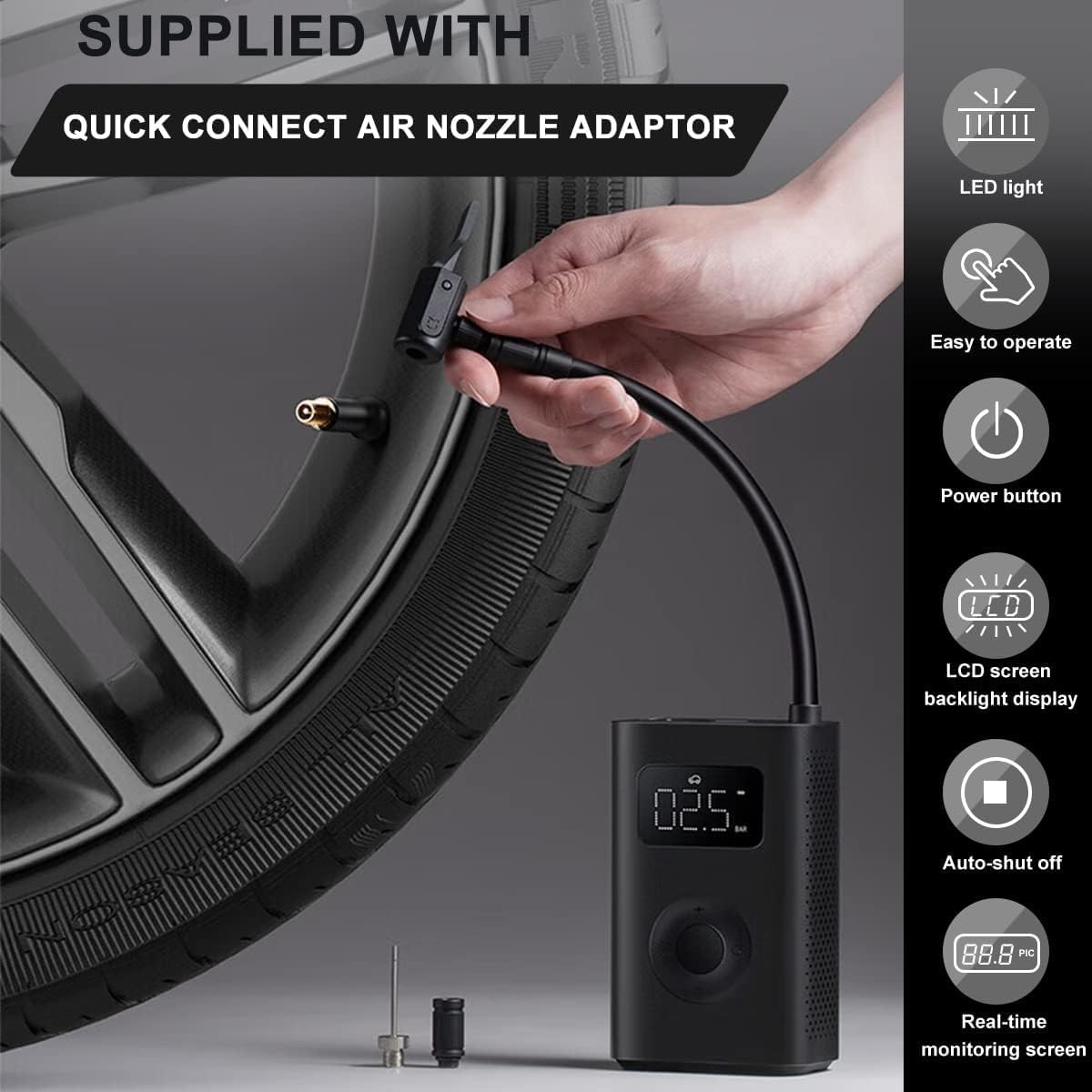 Xiaomi Tire Inflator 2S (Portable, Fast, Rechargeable) - Black