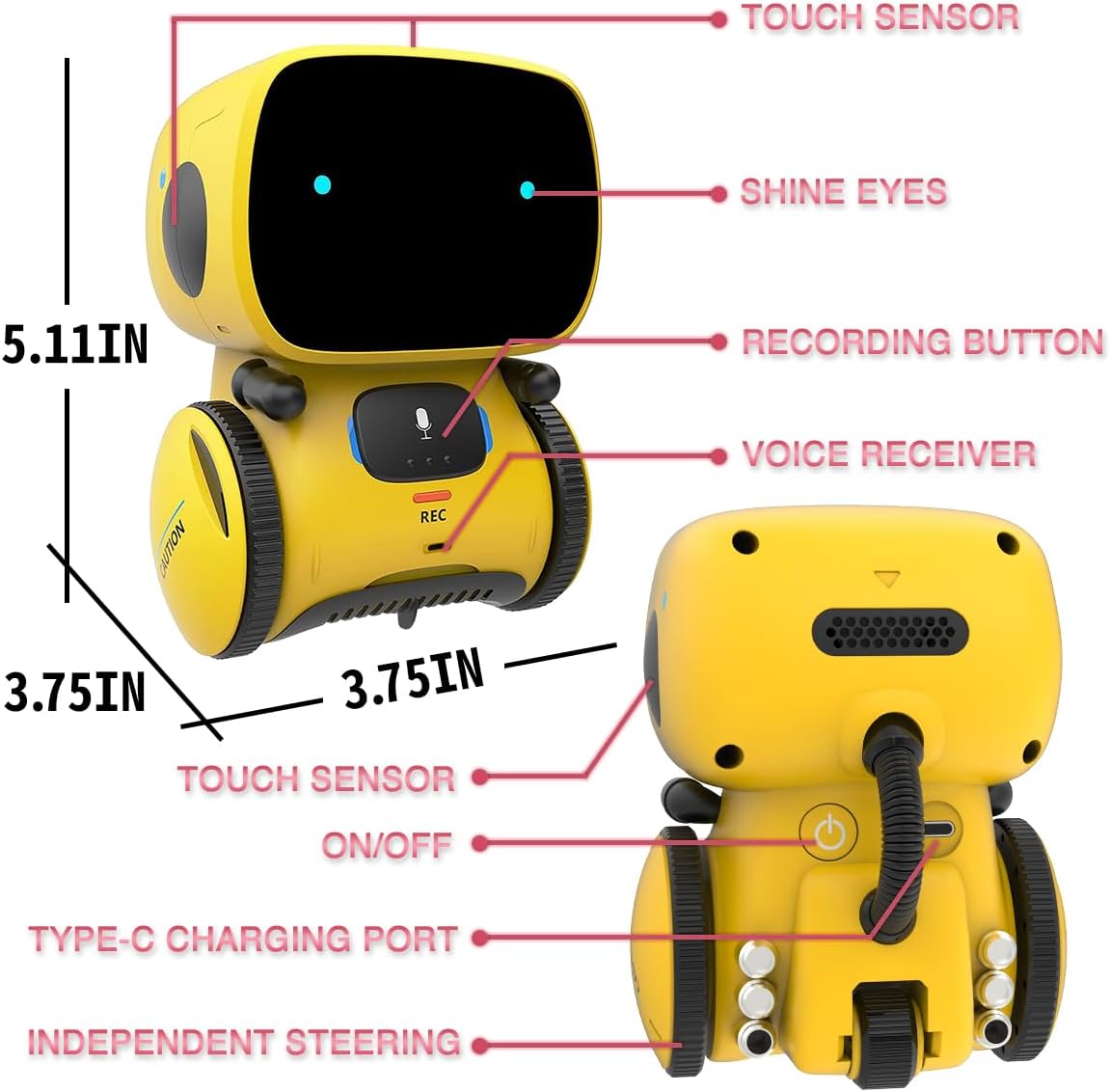 Smart Talking Robot Toy for Kids (AI Voice Model) - Yellow
