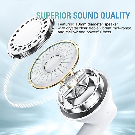 True Wireless Earbuds (Bluetooth 5.x, Noise-Cancelling) - White