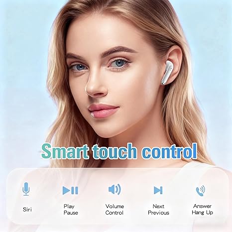 True Wireless Earbuds (Bluetooth 5.x, Noise-Cancelling) - White