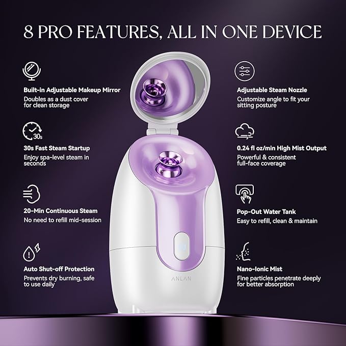 ANLAN Facial Steamer Nano Ion Pro - Purple