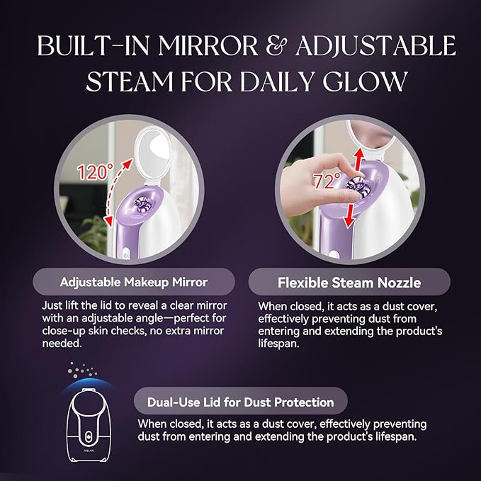 ANLAN Facial Steamer Nano Ion Pro - Purple